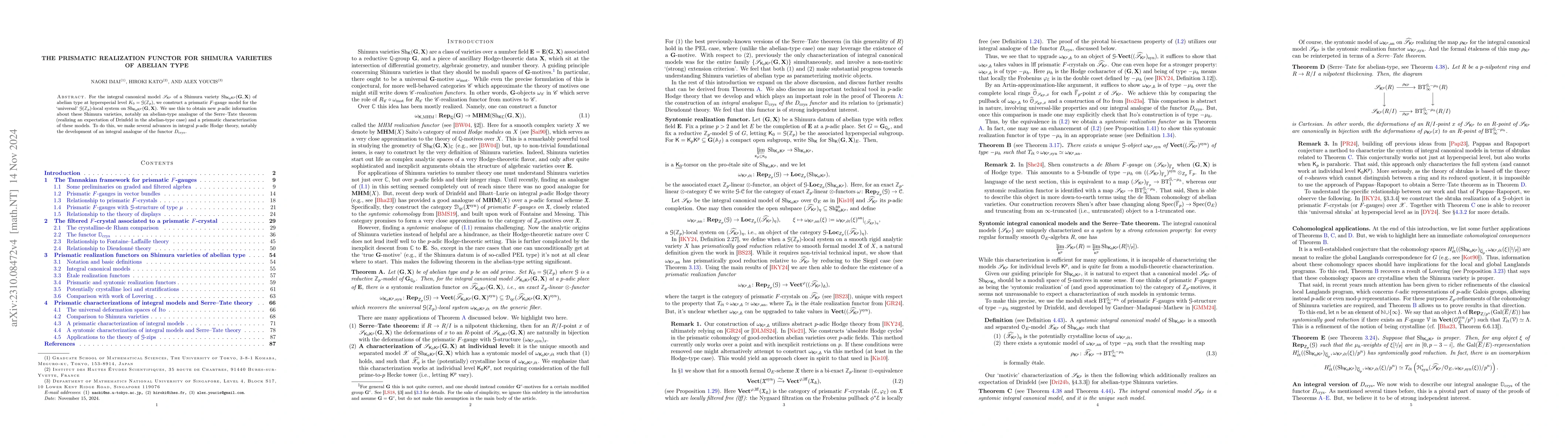 Thumbnail for The prismatic realization functor for Shimura varieties of abelian type
