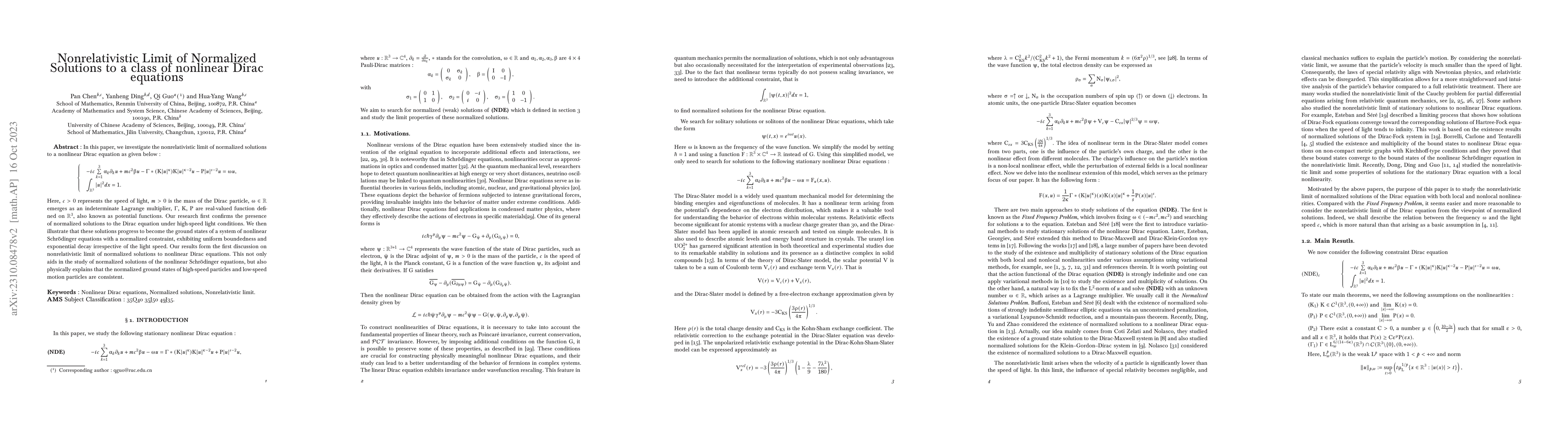 Thumbnail for Nonrelativistic Limit of Normalized Solutions to a class of nonlinear
  Dirac equations