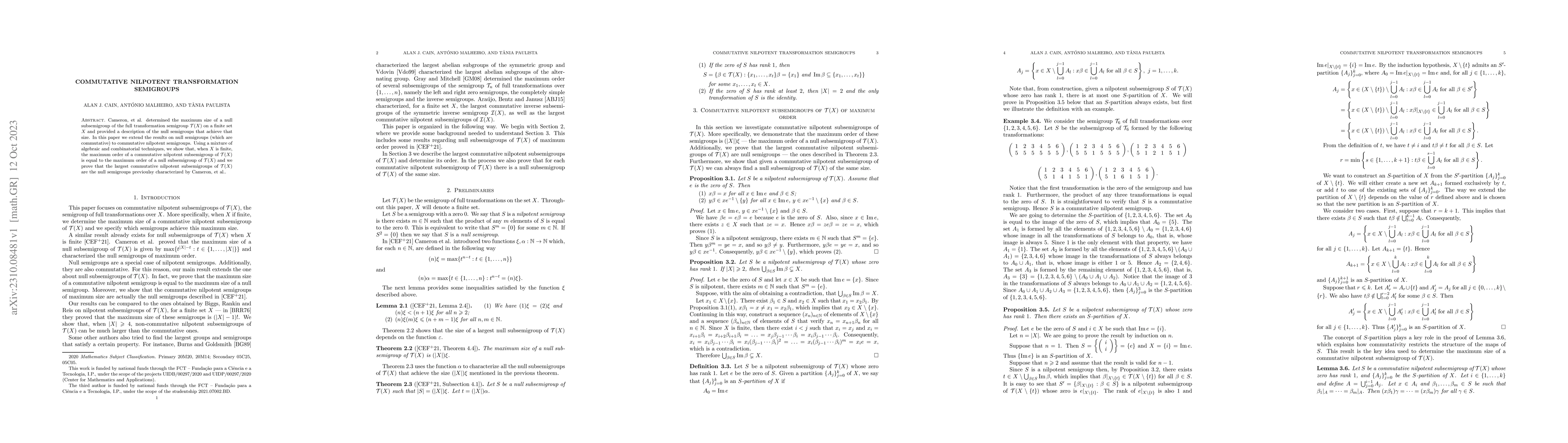 Thumbnail for Commutative nilpotent transformation semigroups