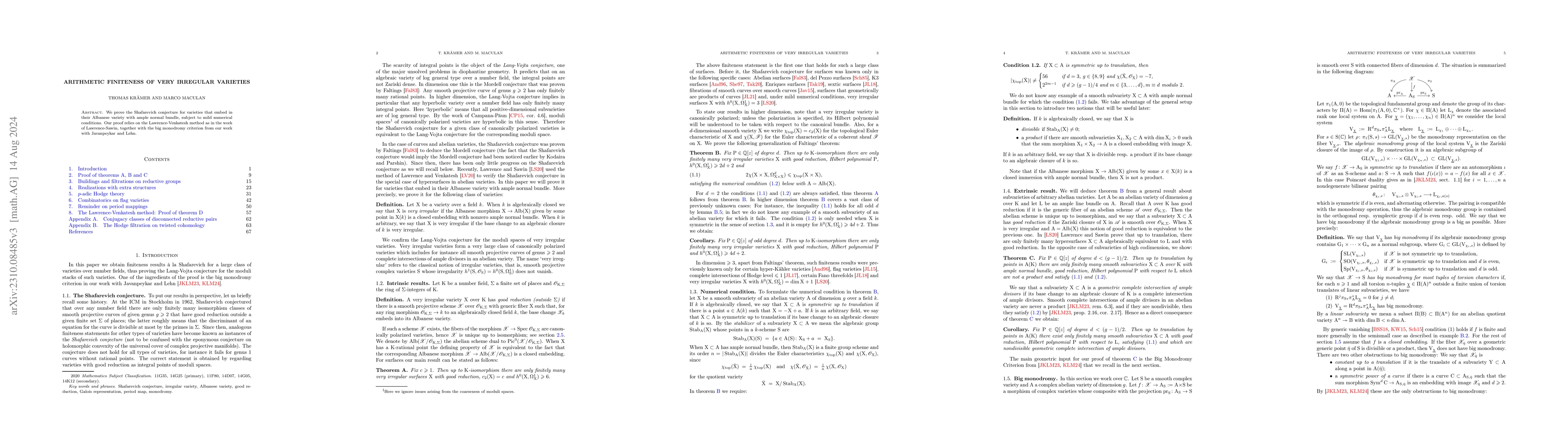 Thumbnail for Arithmetic finiteness of very irregular varieties