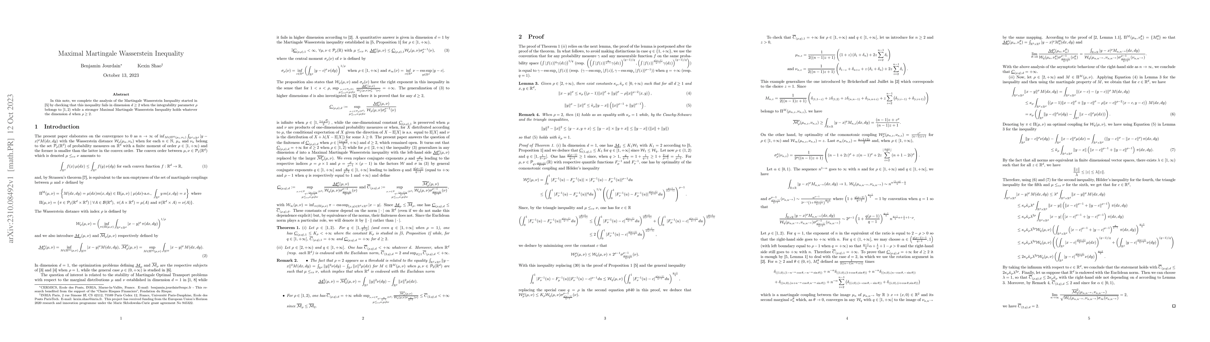 Thumbnail for Maximal Martingale Wasserstein Inequality