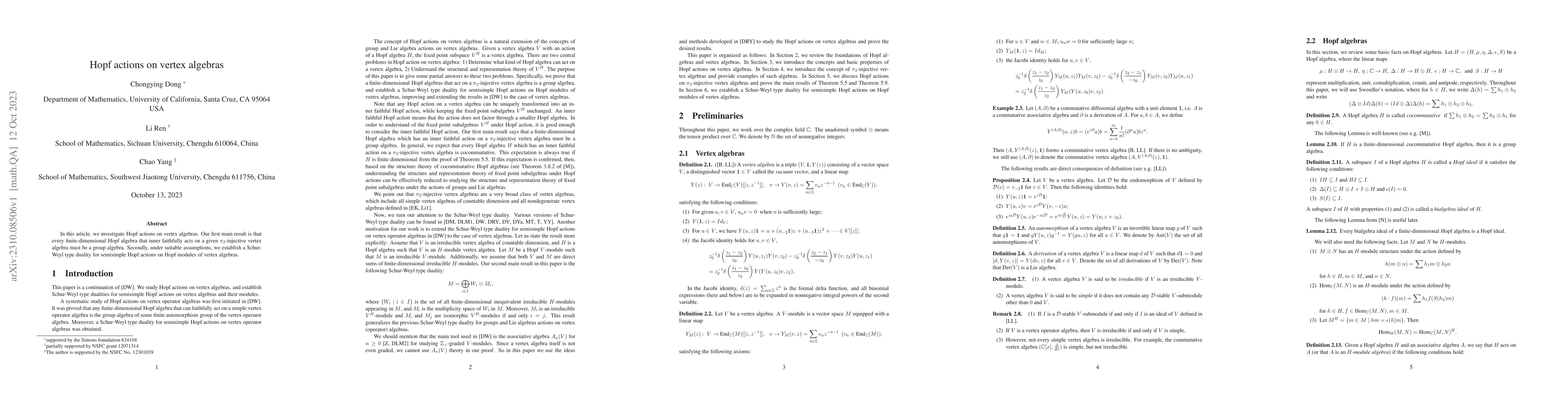 Thumbnail for Hopf actions on vertex algebras