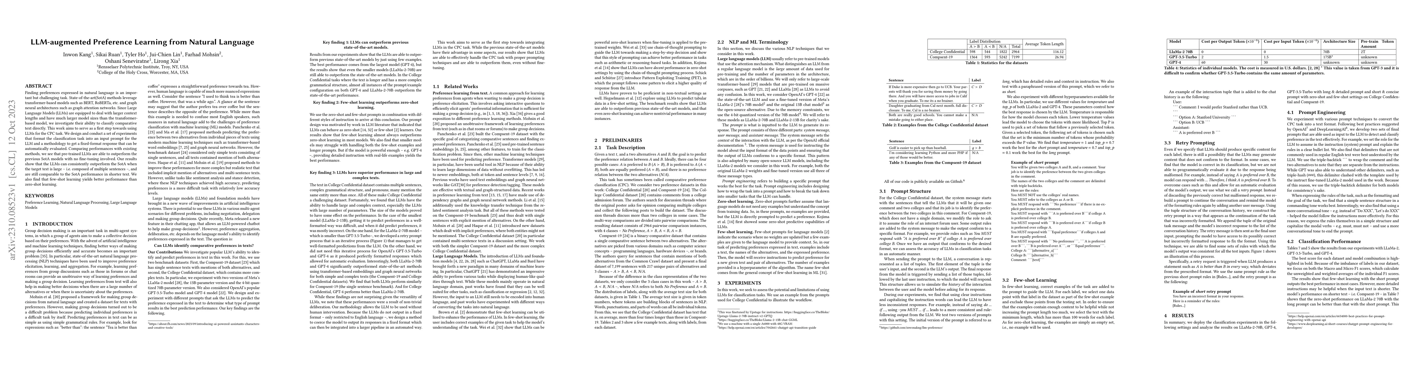 Thumbnail for LLM-augmented Preference Learning from Natural Language