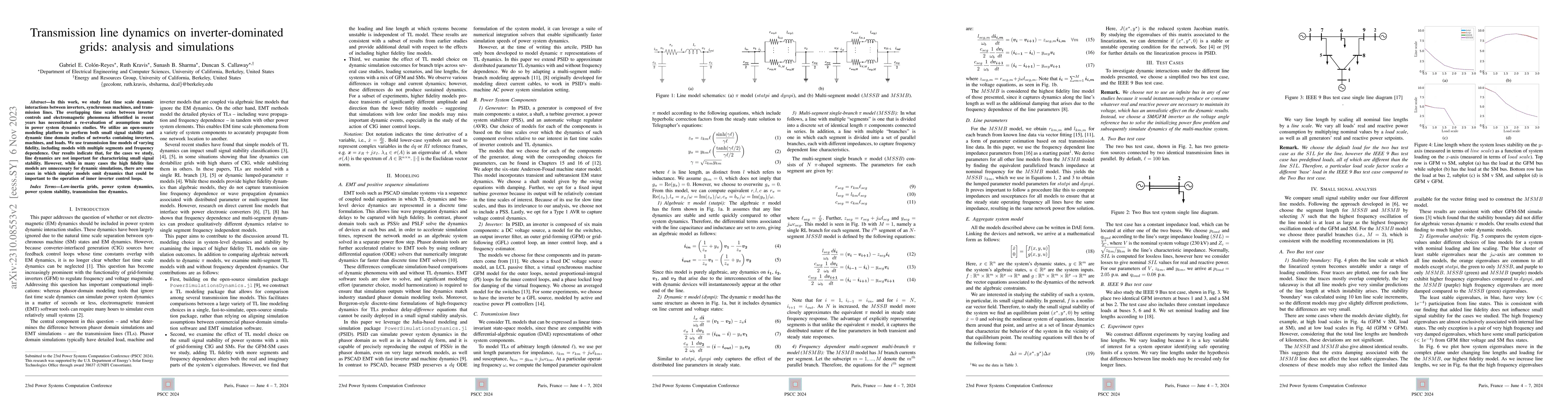 Thumbnail for Transmission line dynamics on inverter-dominated grids: analysis and
  simulations
