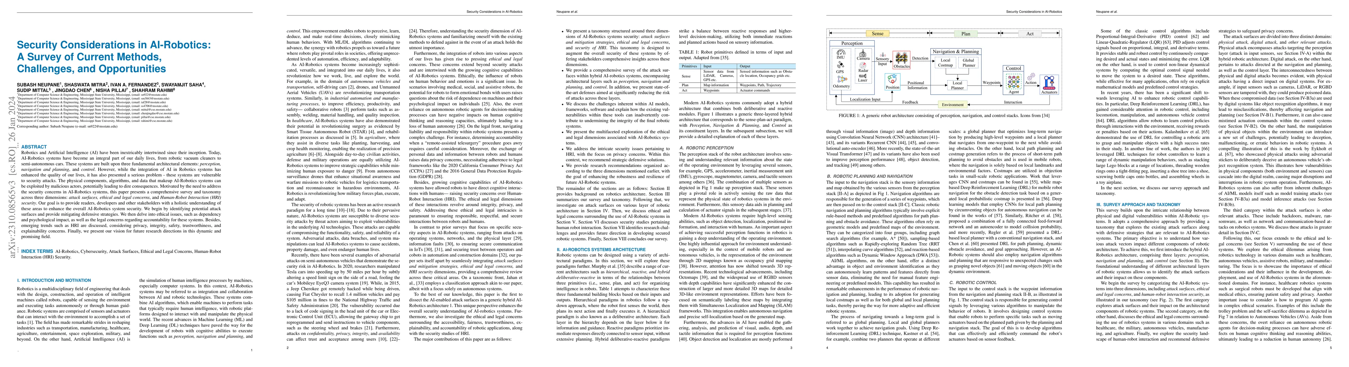 Thumbnail for Security Considerations in AI-Robotics: A Survey of Current Methods,
  Challenges, and Opportunities