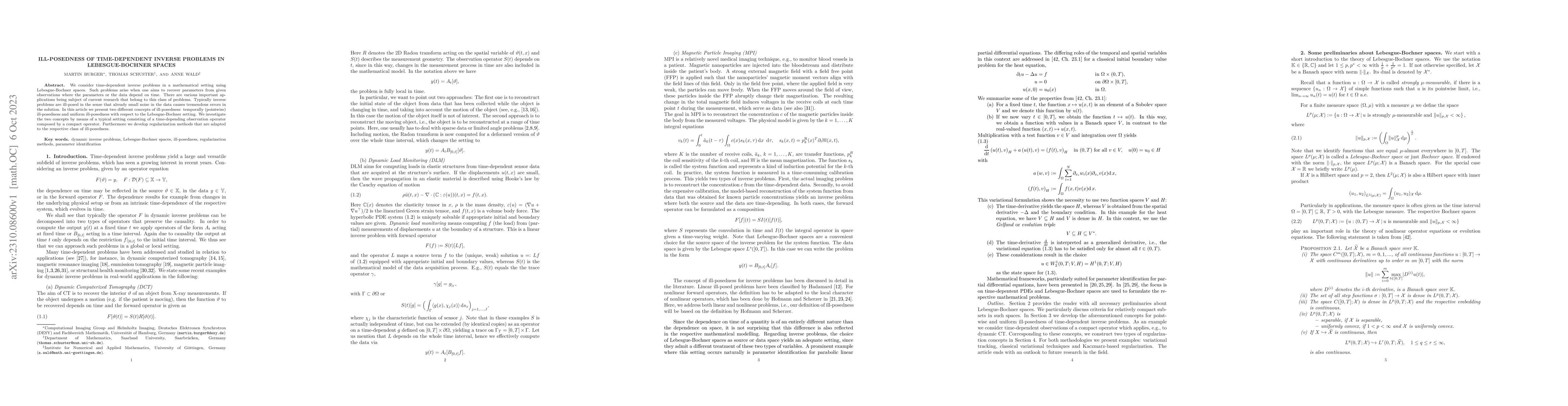 Thumbnail for Ill-posedness of time-dependent inverse problems in Lebesgue-Bochner
  spaces
