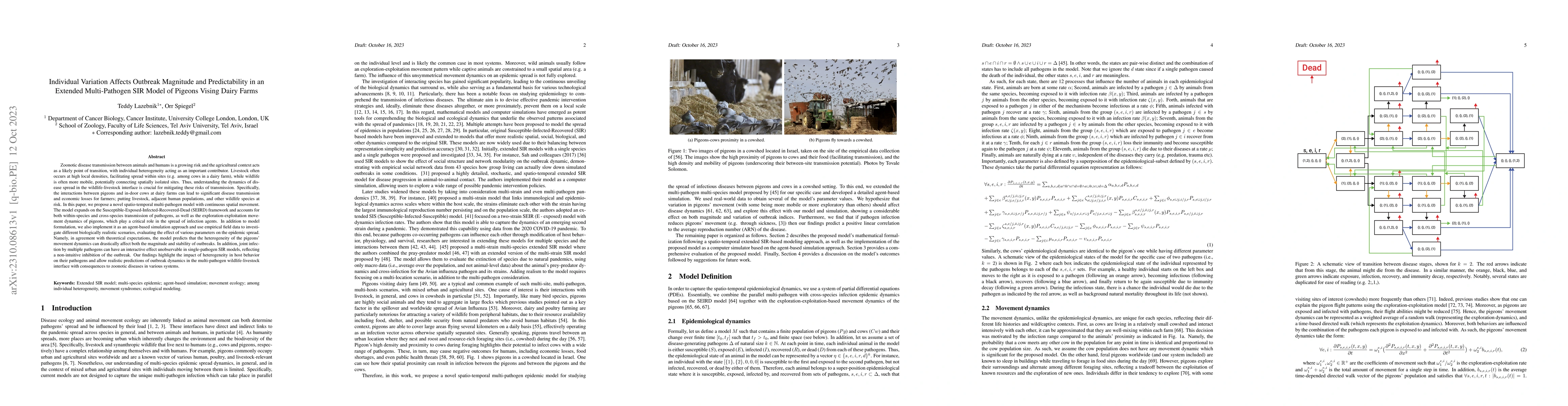 Thumbnail for Individual Variation Affects Outbreak Magnitude and Predictability in an
  Extended Multi-Pathogen SIR Model of Pigeons Vising Dairy Farms