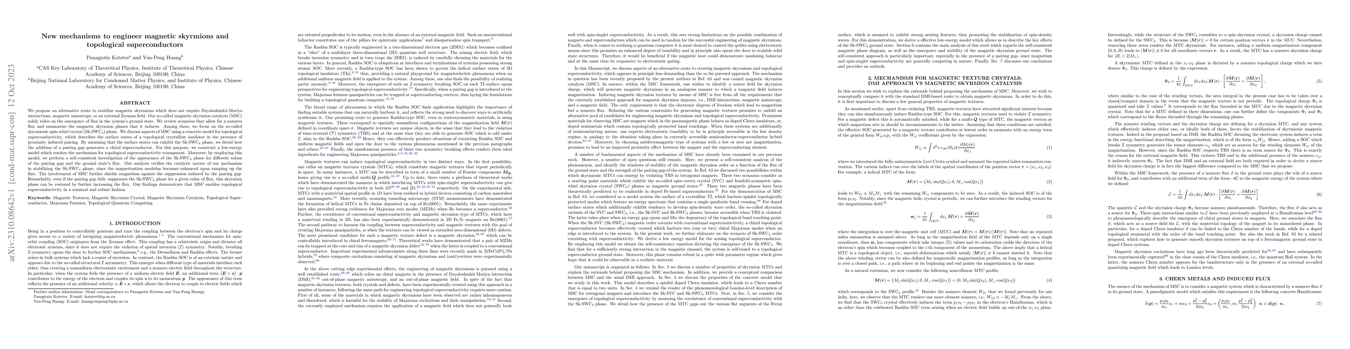 Thumbnail for New mechanisms to engineer magnetic skyrmions and topological
  superconductors