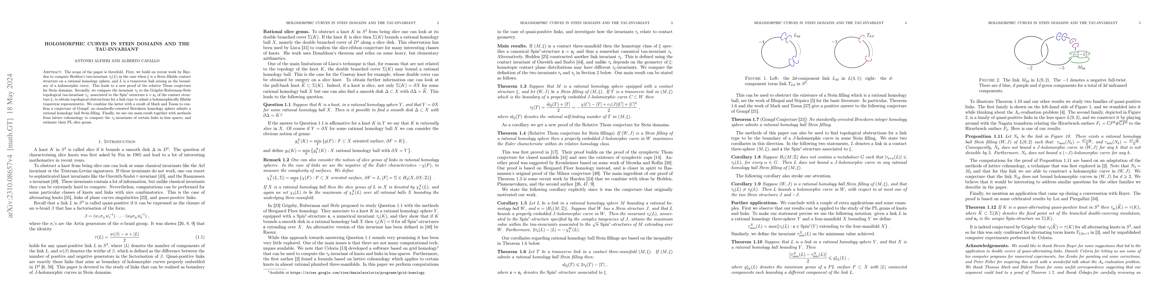 Thumbnail for Holomorphic curves in Stein domains and the tau-invariant