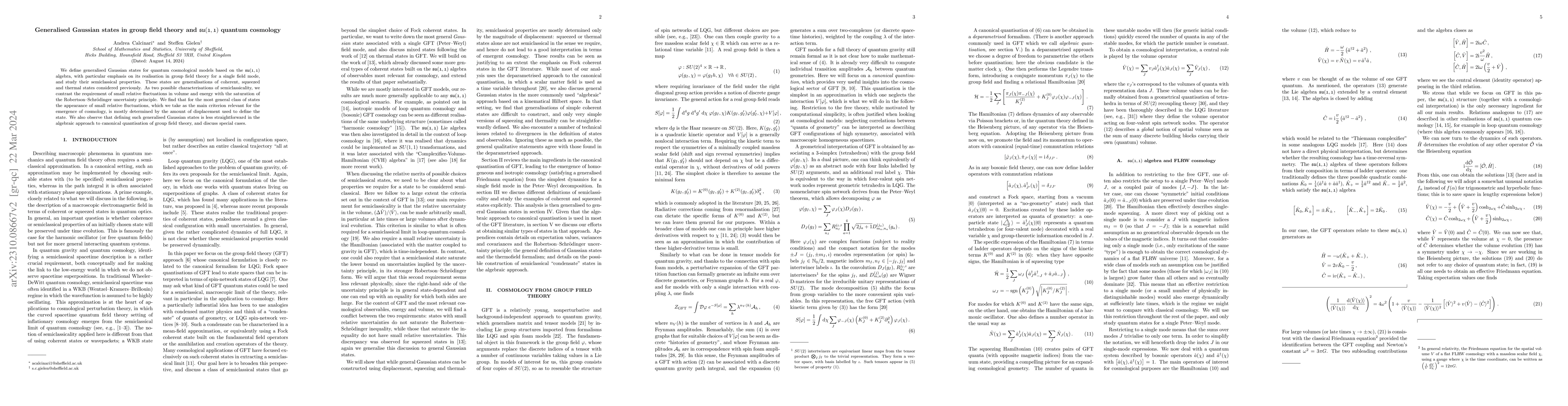 Thumbnail for Generalised Gaussian states in group field theory and
  $\mathfrak{su(1,1)}$ quantum cosmology