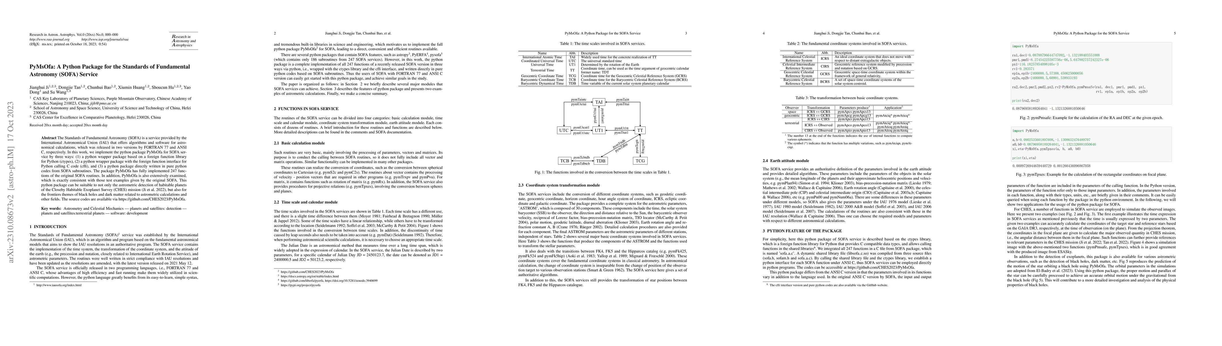 Thumbnail for PyMsOfa: A Python Package for the Standards of Fundamental Astronomy
  (SOFA) Service