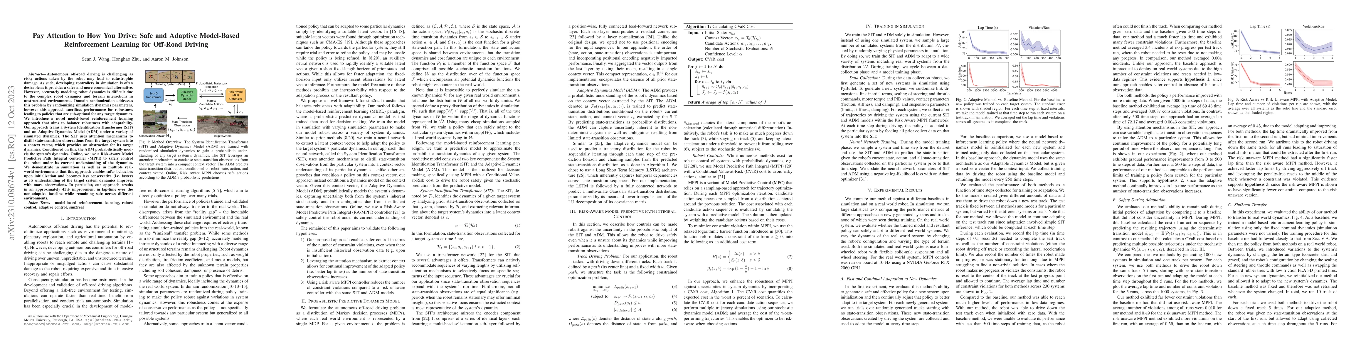 Thumbnail for Pay Attention to How You Drive: Safe and Adaptive Model-Based
  Reinforcement Learning for Off-Road Driving