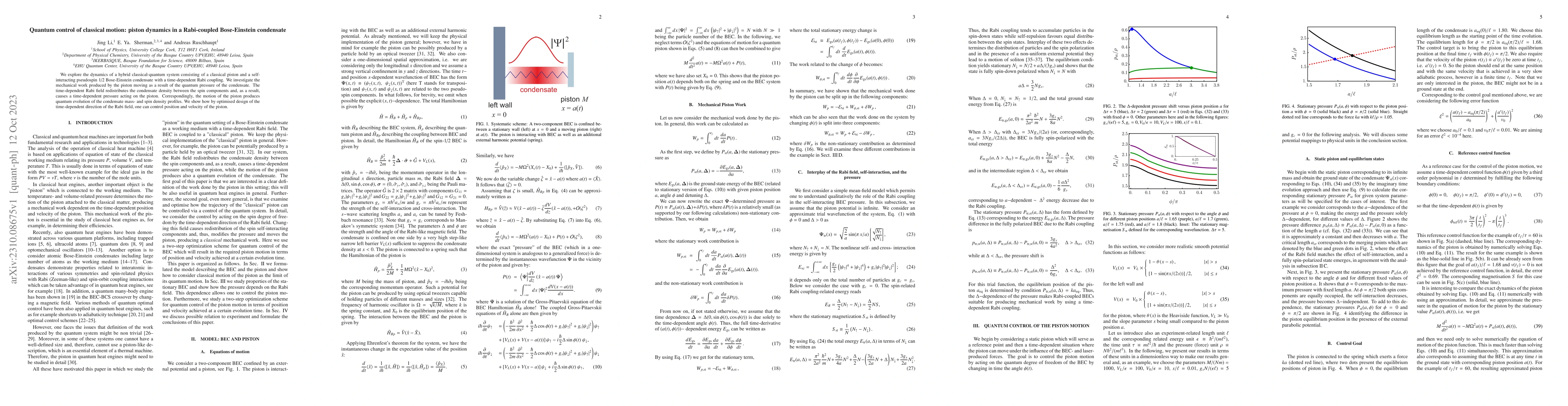 Thumbnail for Quantum control of classical motion: piston dynamics in a Rabi-coupled
  Bose-Einstein condensate