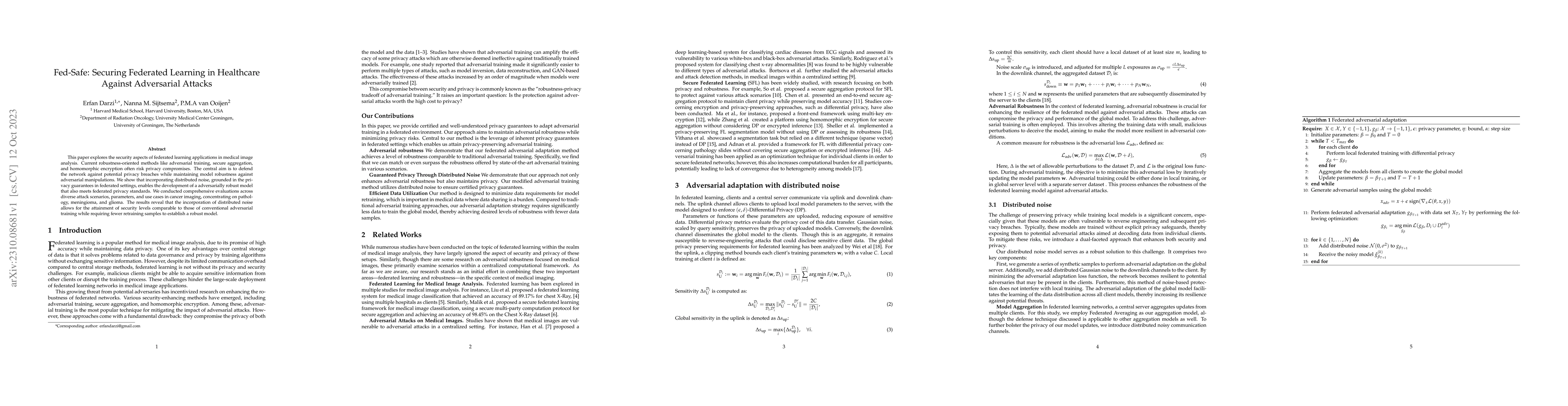 Thumbnail for Fed-Safe: Securing Federated Learning in Healthcare Against Adversarial
  Attacks