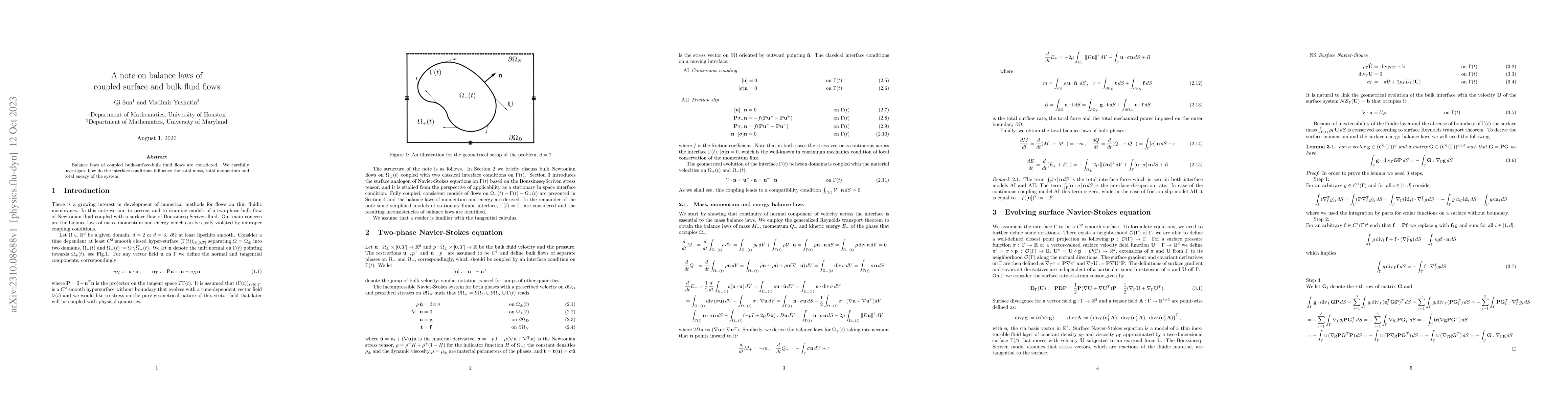 Thumbnail for A note on balance laws of coupled surface and bulk fluid flows