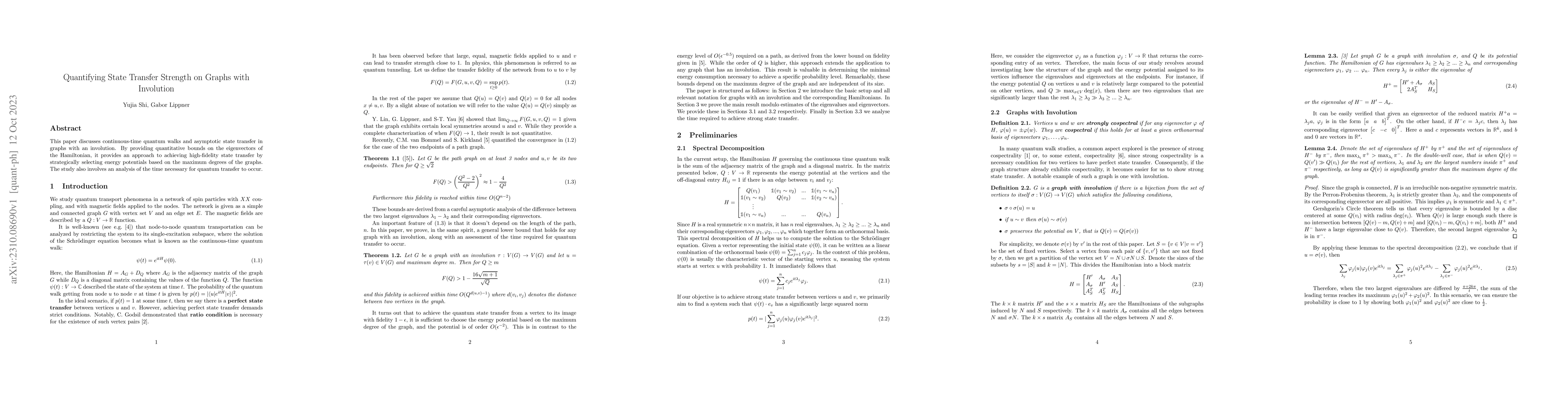 Thumbnail for Quantifying State Transfer Strength on Graphs with Involution