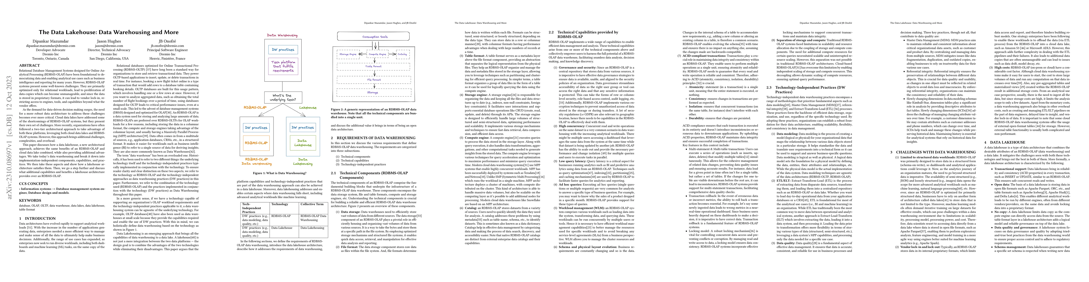 Thumbnail for The Data Lakehouse: Data Warehousing and More
