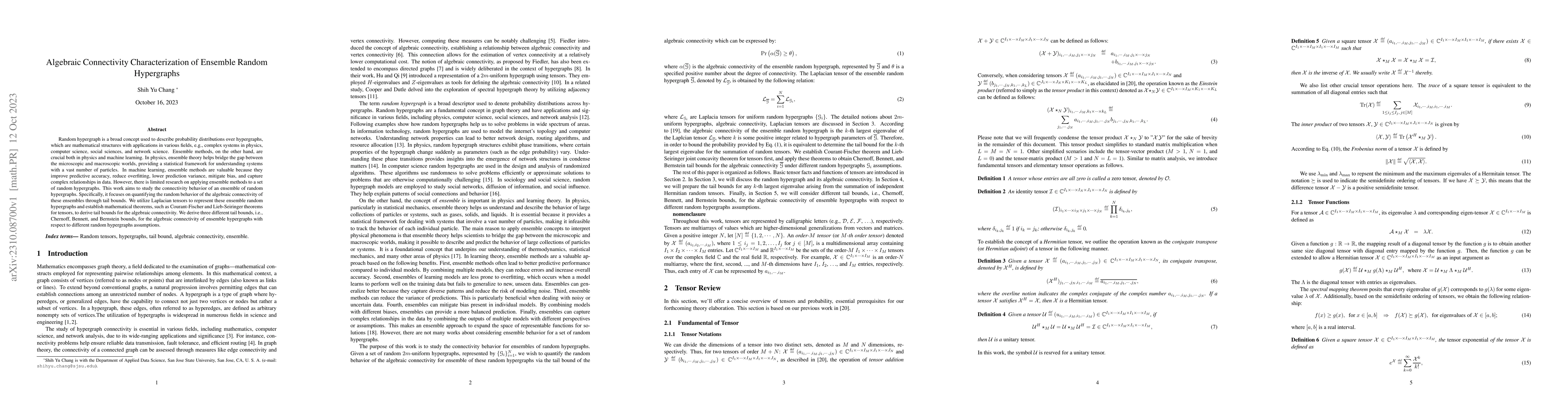 Thumbnail for Algebraic Connectivity Characterization of Ensemble Random Hypergraphs