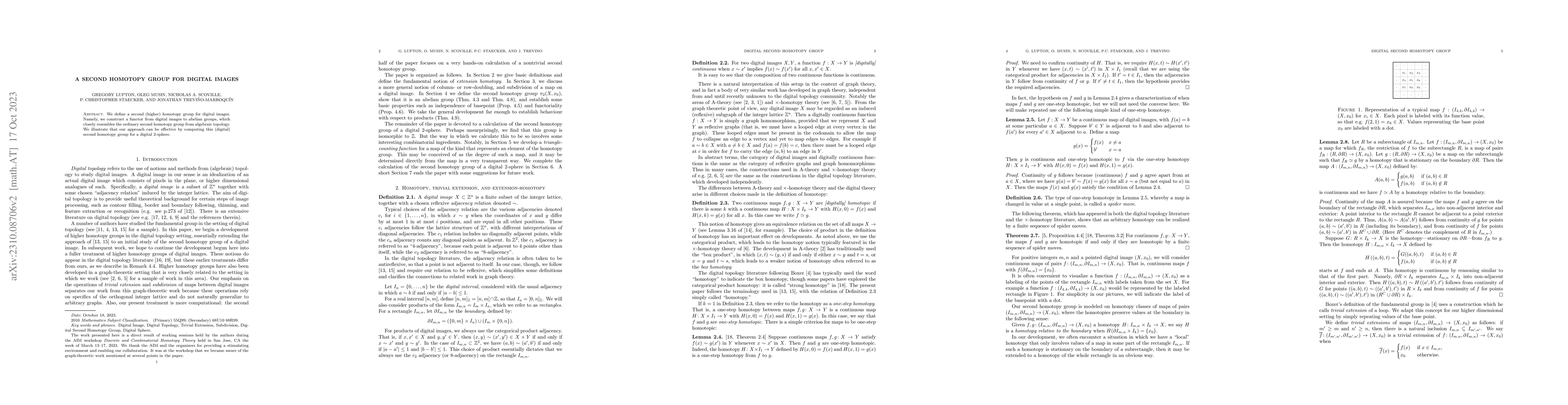 Thumbnail for A Second Homotopy Group for Digital Images