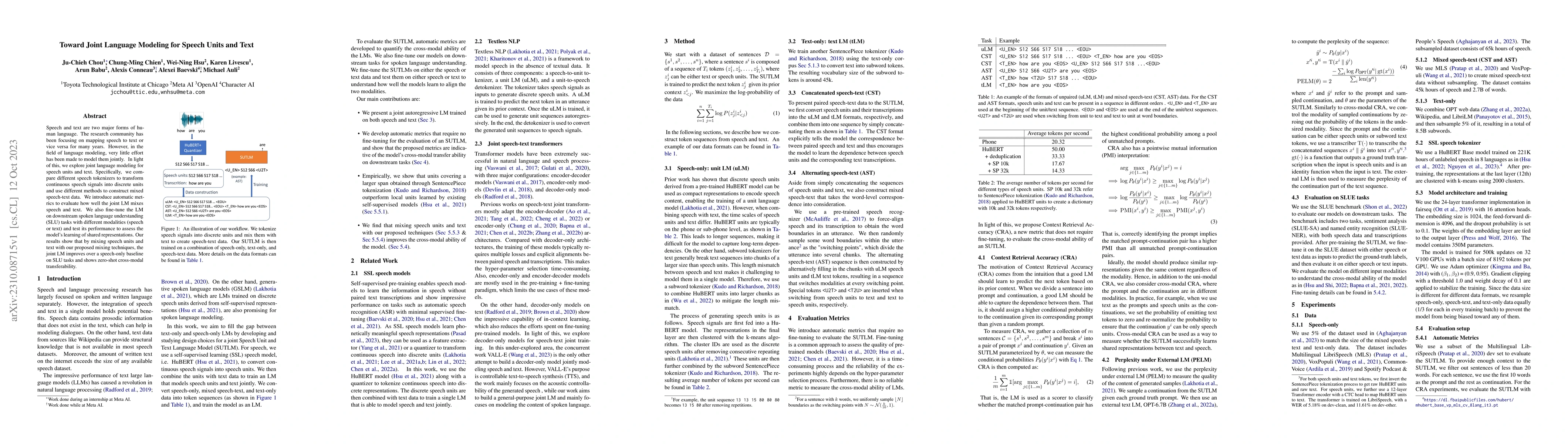 Thumbnail for Toward Joint Language Modeling for Speech Units and Text