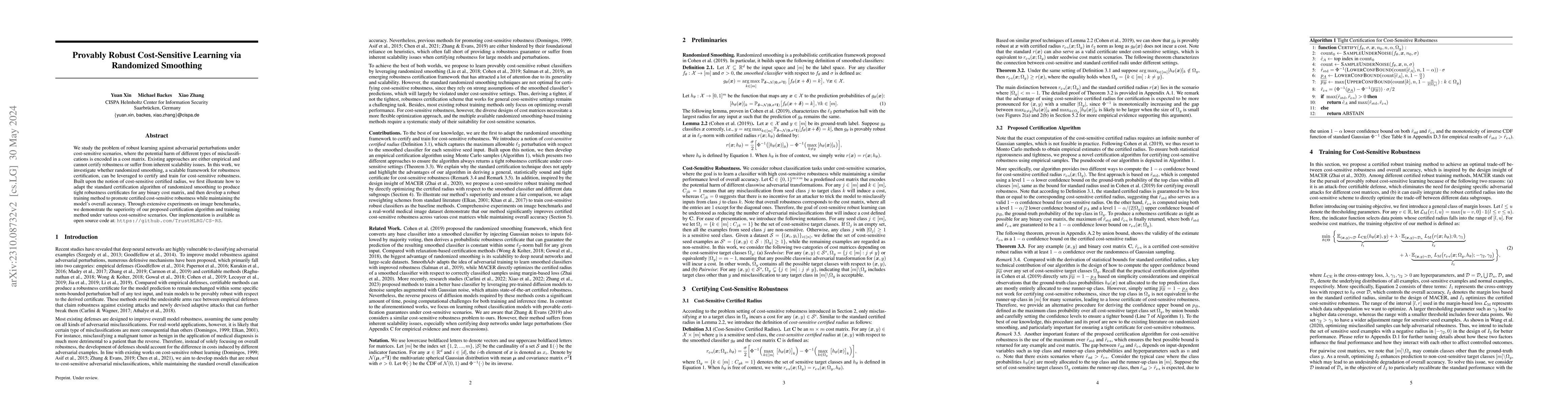 Thumbnail for Provably Robust Cost-Sensitive Learning via Randomized Smoothing