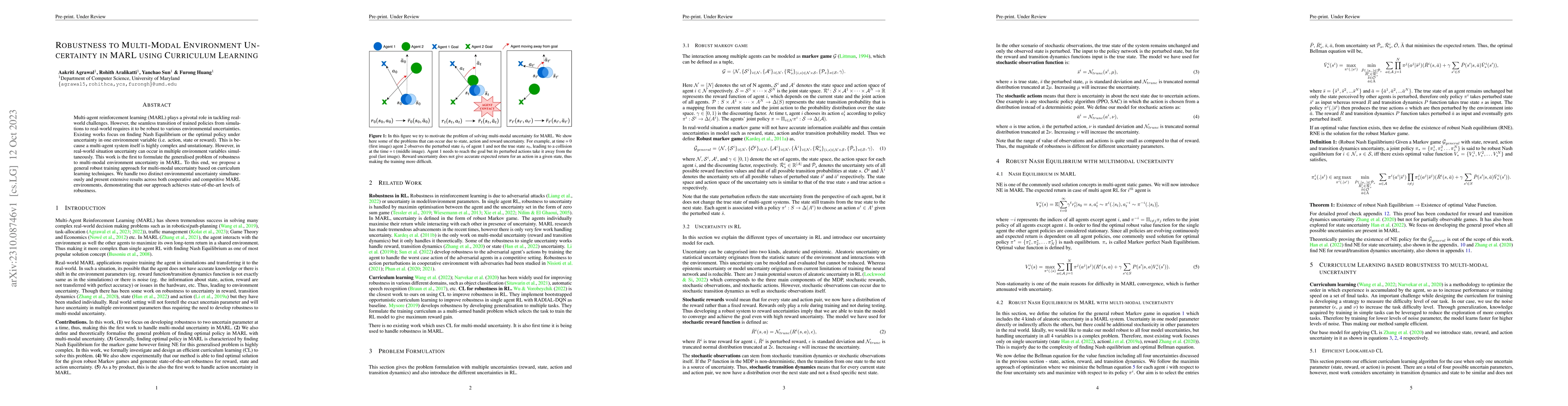Thumbnail for Robustness to Multi-Modal Environment Uncertainty in MARL using
  Curriculum Learning