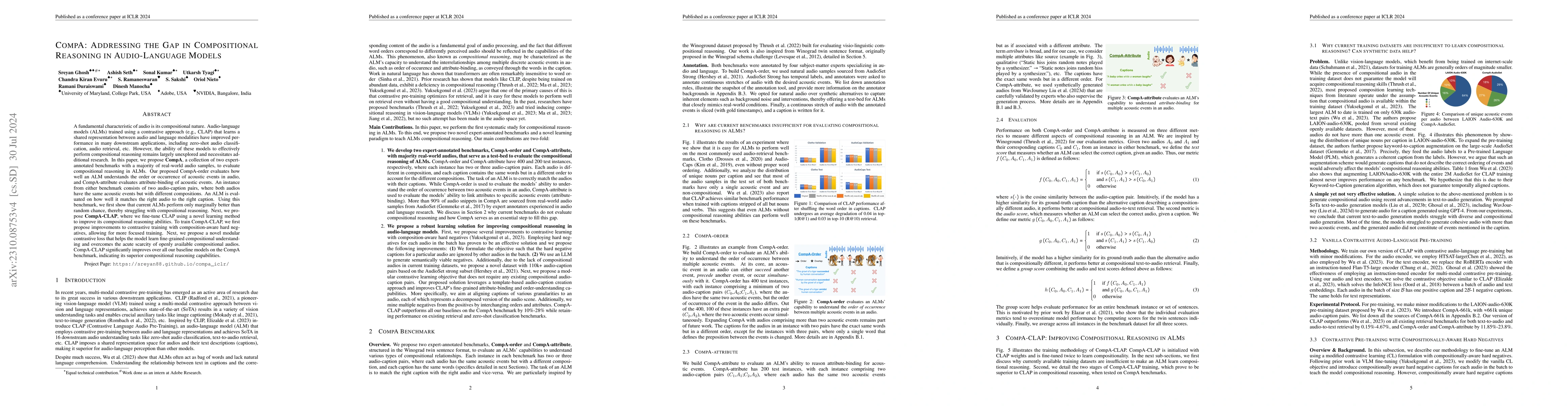Thumbnail for CompA: Addressing the Gap in Compositional Reasoning in Audio-Language
  Models
