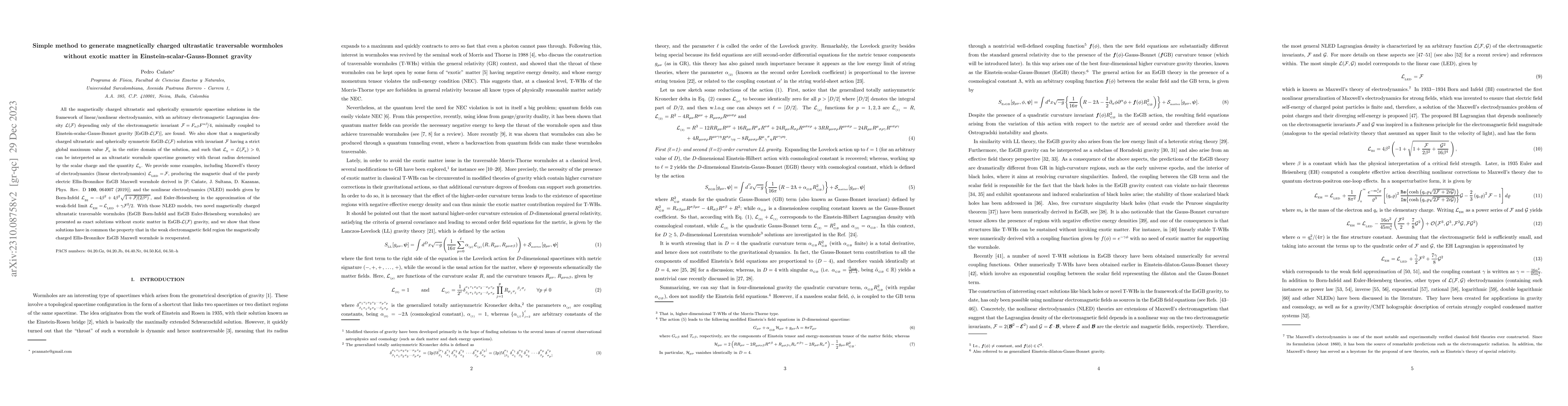 Thumbnail for Simple method to generate magnetically charged ultra-static traversable
  wormholes without exotic matter in Einstein-scalar-Gauss-Bonnet gravity