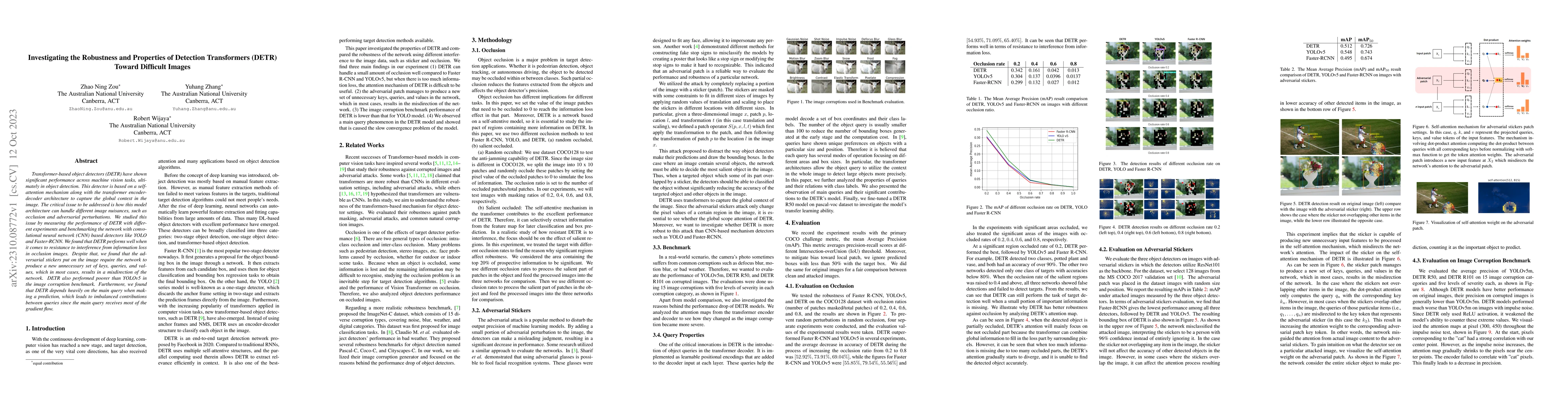 Thumbnail for Investigating the Robustness and Properties of Detection Transformers
  (DETR) Toward Difficult Images