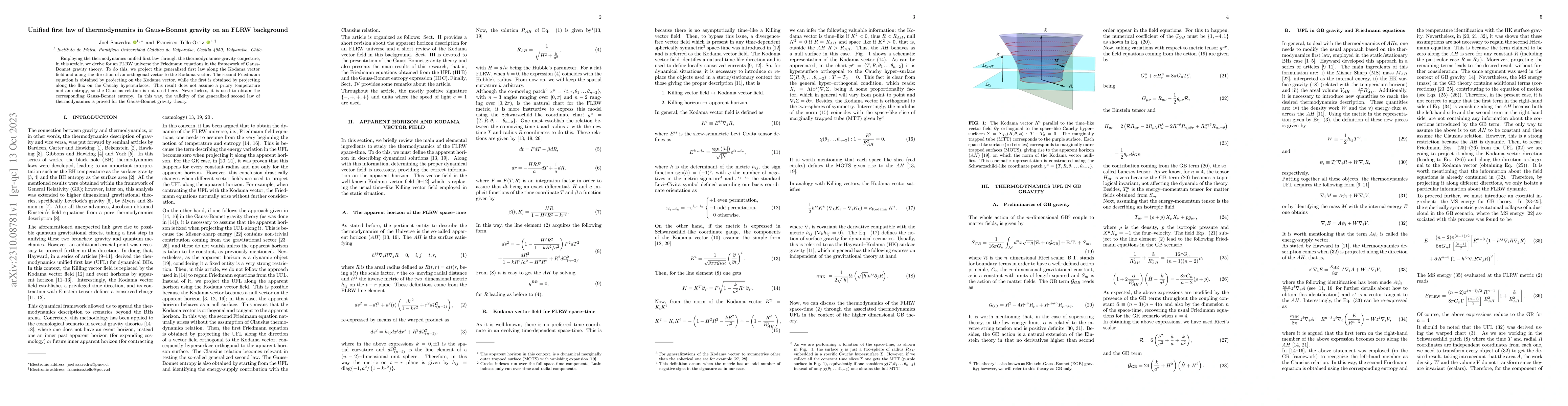Thumbnail for Unified first law of thermodynamics in Gauss-Bonnet gravity on an FLRW
  background