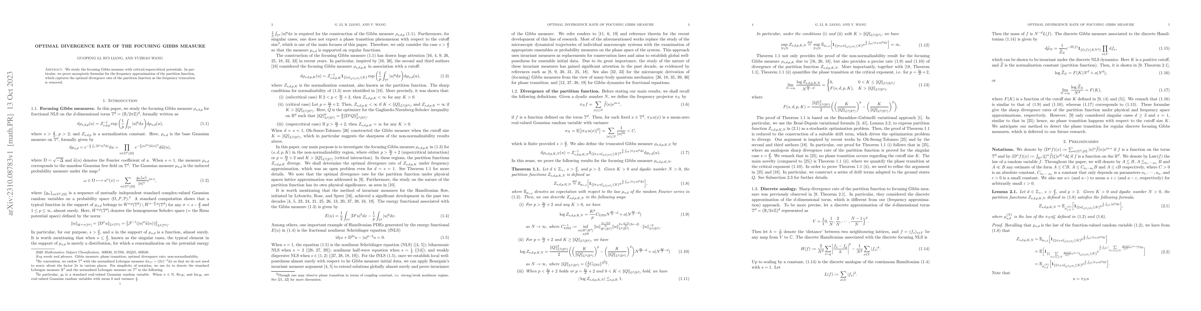 Thumbnail for Optimal divergence rate of the focusing Gibbs measure