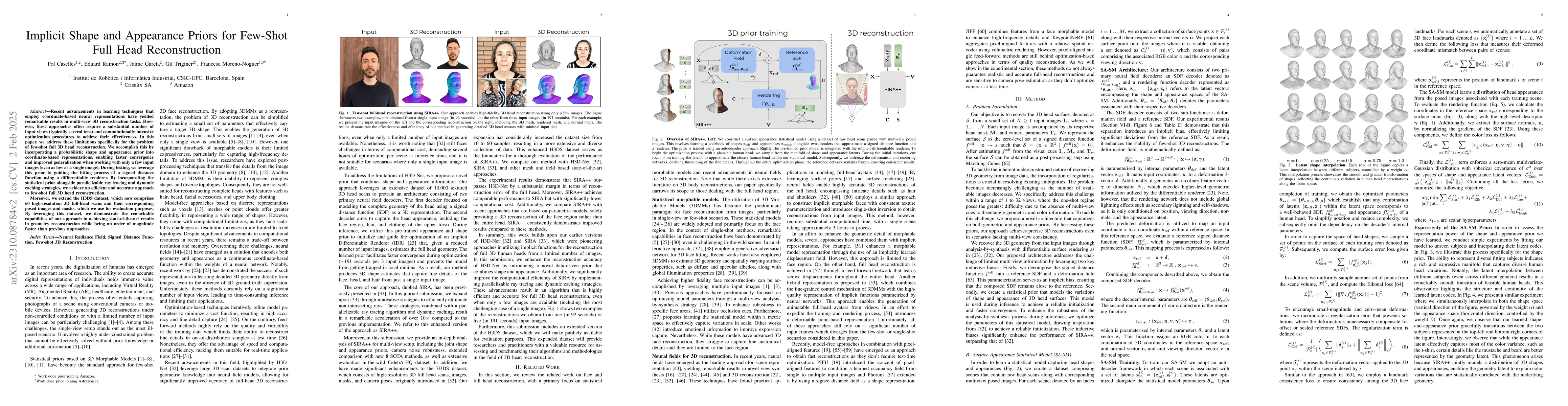 Thumbnail for Implicit Shape and Appearance Priors for Few-Shot Full Head
  Reconstruction
