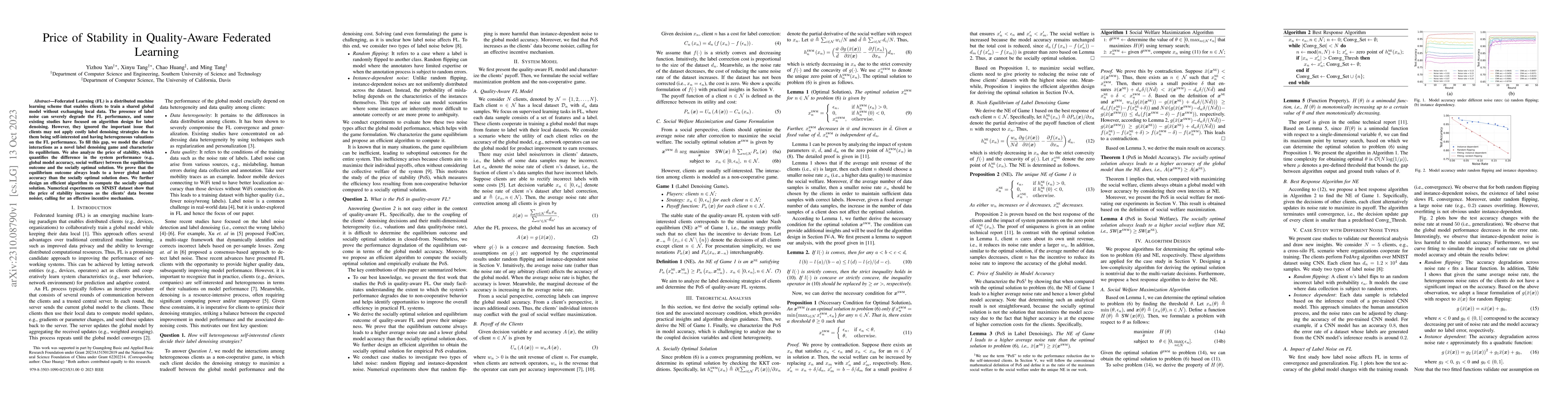 Thumbnail for Price of Stability in Quality-Aware Federated Learning