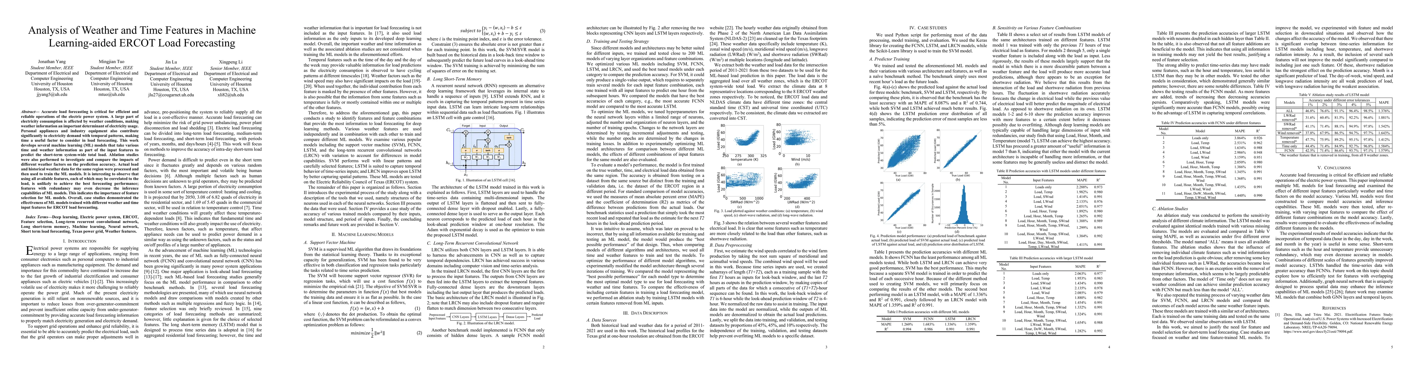 Thumbnail for Analysis of Weather and Time Features in Machine Learning-aided ERCOT
  Load Forecasting