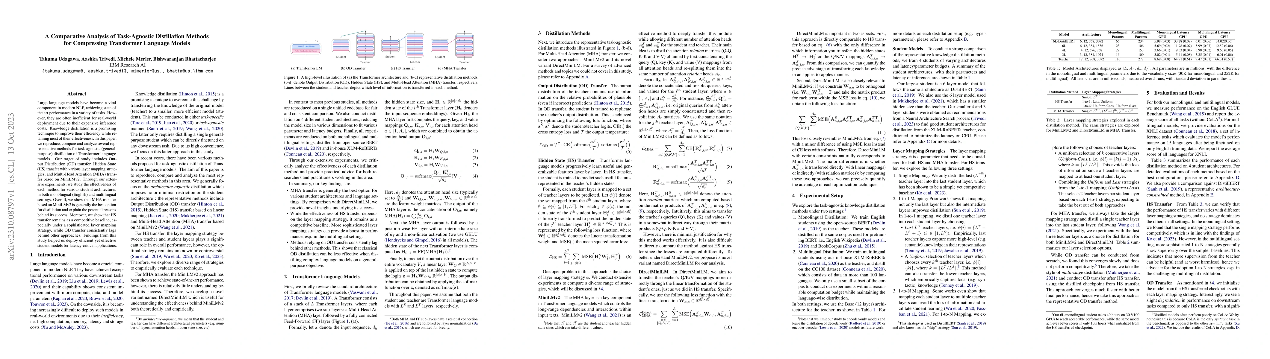 Thumbnail for A Comparative Analysis of Task-Agnostic Distillation Methods for
  Compressing Transformer Language Models