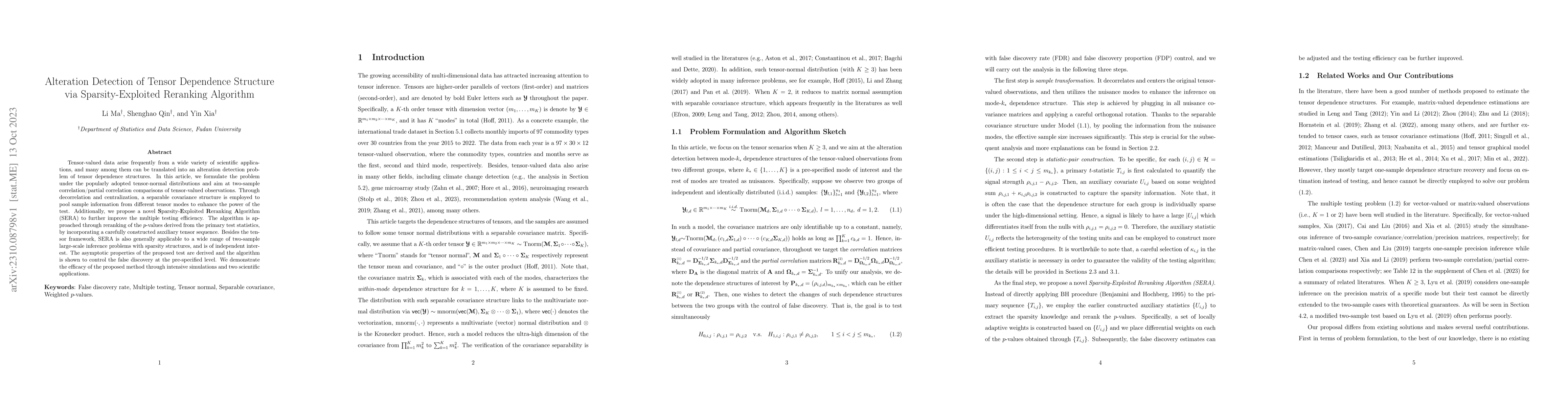 Thumbnail for Alteration Detection of Tensor Dependence Structure via
  Sparsity-Exploited Reranking Algorithm