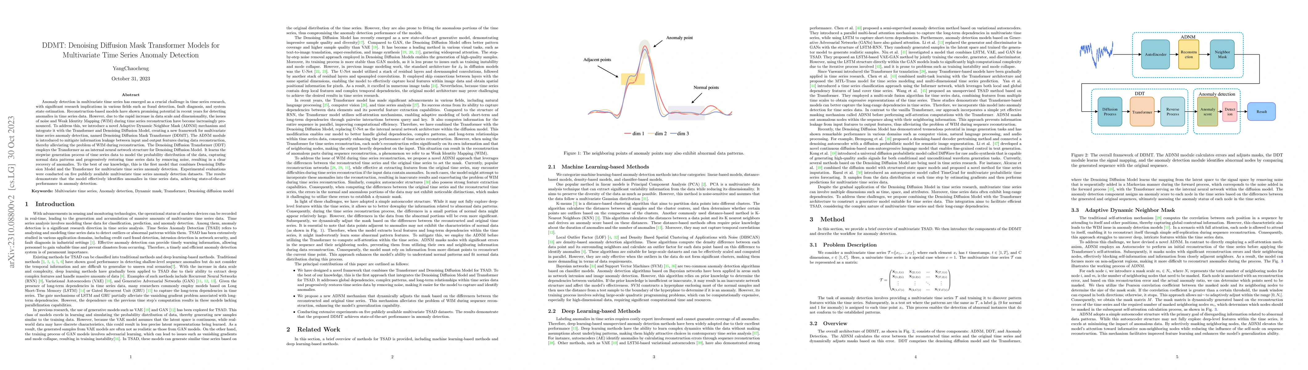 Thumbnail for DDMT: Denoising Diffusion Mask Transformer Models for Multivariate Time
  Series Anomaly Detection