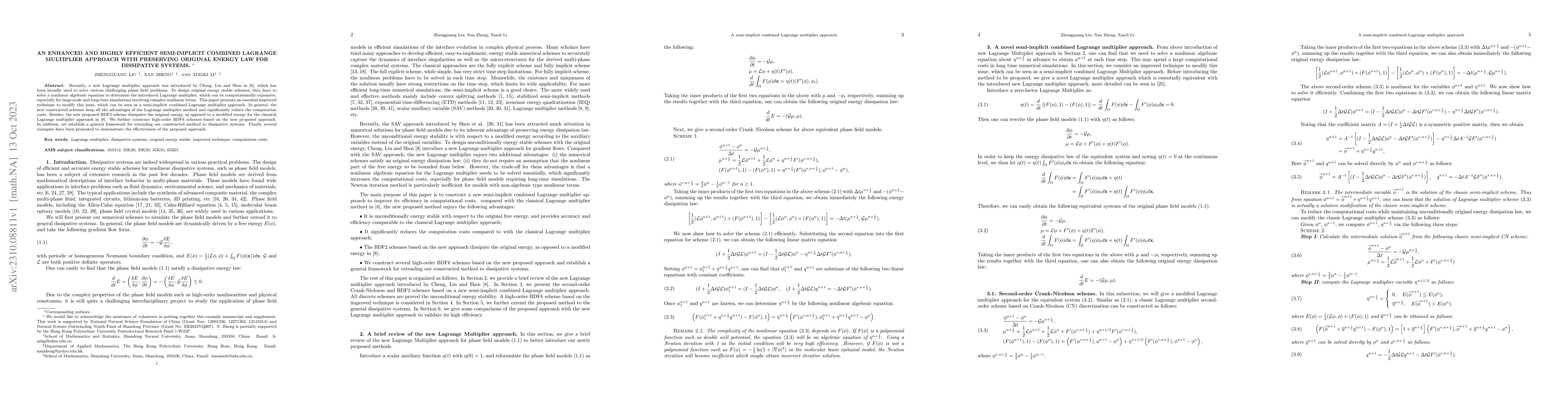 Thumbnail for An enhanced and highly efficient semi-implicit combined Lagrange
  multiplier approach with preserving original energy law for dissipative
  systems