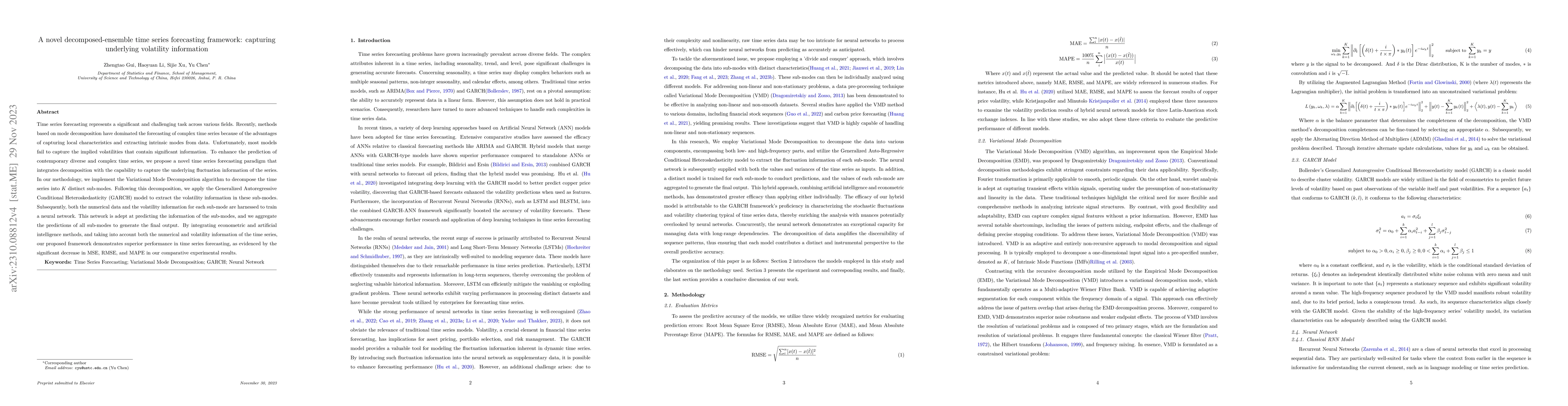 Thumbnail for A novel decomposed-ensemble time series forecasting framework: capturing
  underlying volatility information