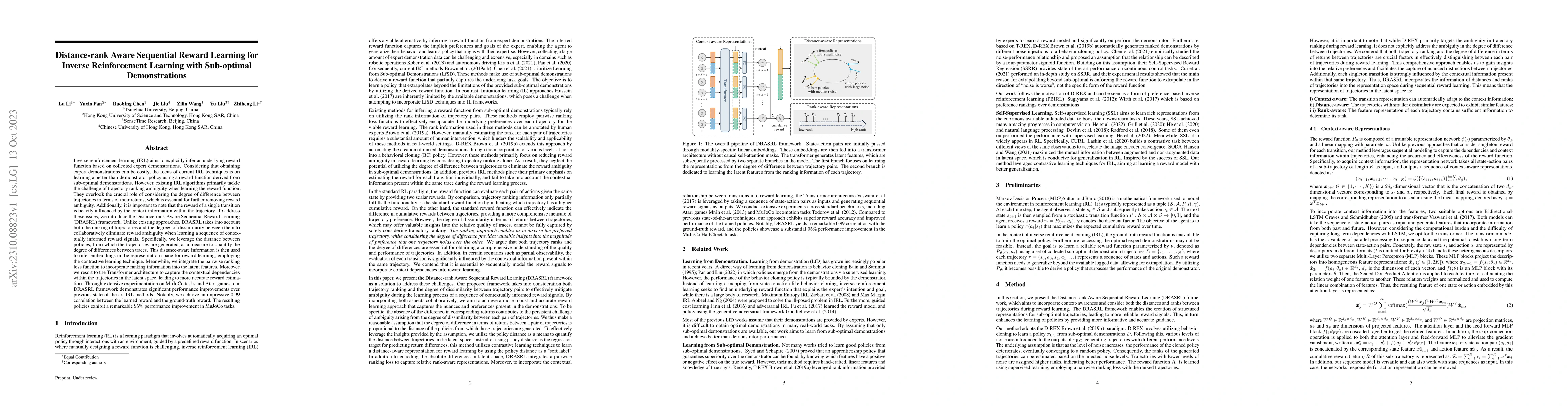 Thumbnail for Distance-rank Aware Sequential Reward Learning for Inverse Reinforcement
  Learning with Sub-optimal Demonstrations