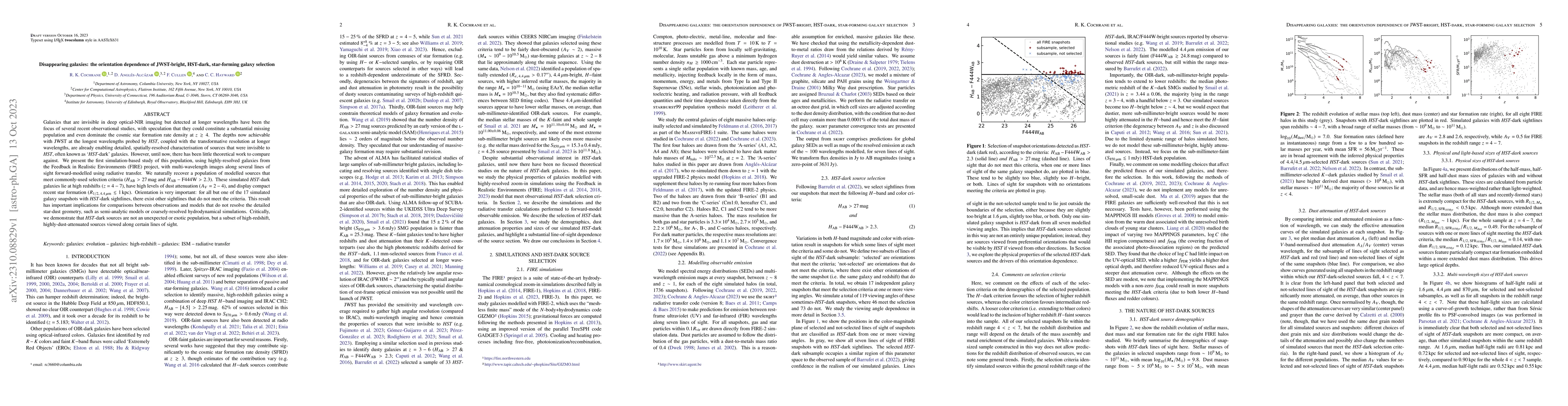 Thumbnail for Disappearing galaxies: the orientation dependence of JWST-bright,
  HST-dark, star-forming galaxy selection
