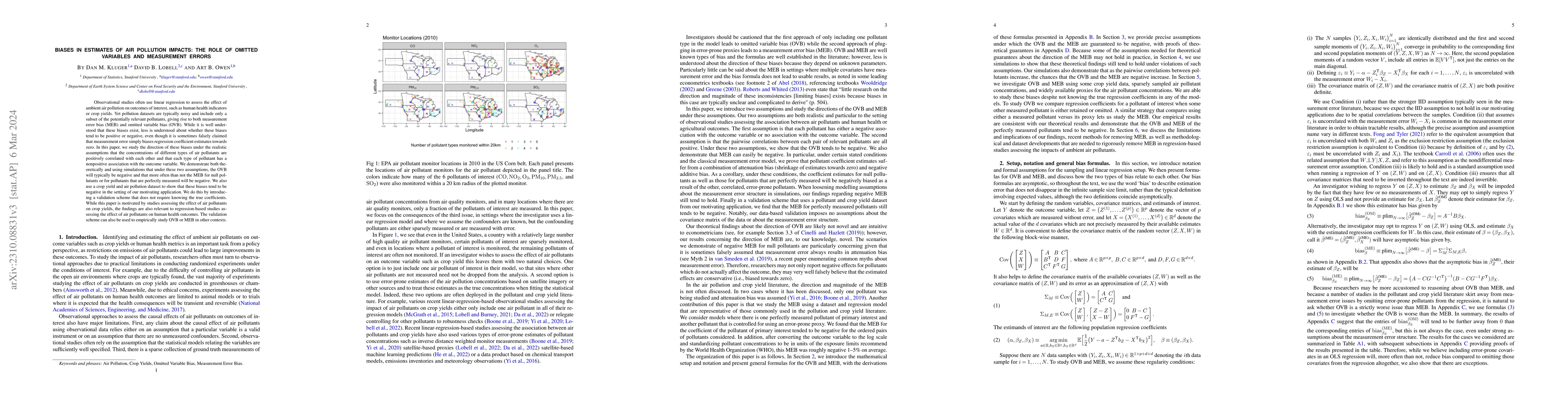 Thumbnail for Biases in estimates of air pollution impacts: the role of omitted
  variables and measurement errors