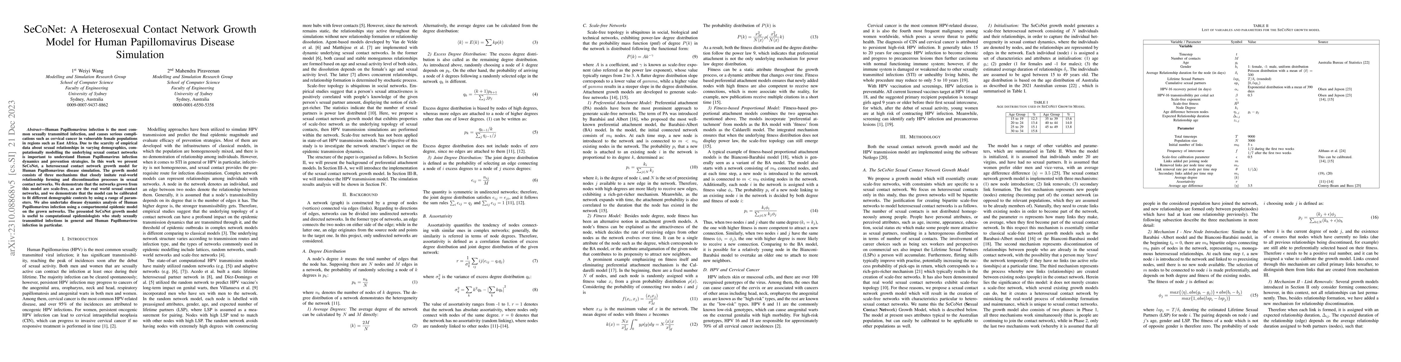 Thumbnail for SeCoNet: A Heterosexual Contact Network Growth Model for Human
  Papillomavirus Disease Simulation