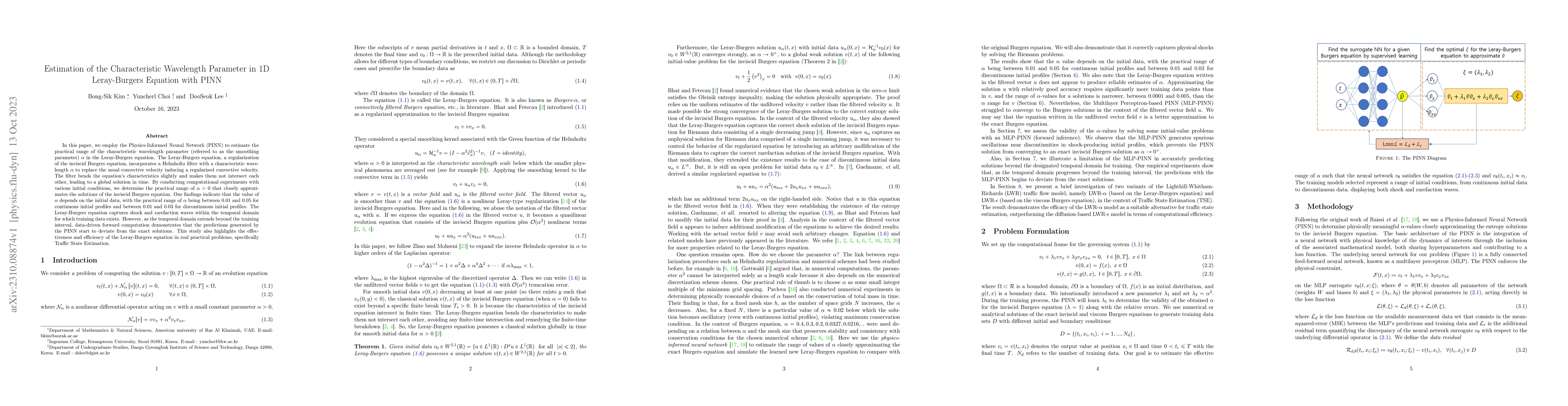 Thumbnail for Estimation of the Characteristic Wavelength Parameter in 1D
  Leray-Burgers Equation with PINN
