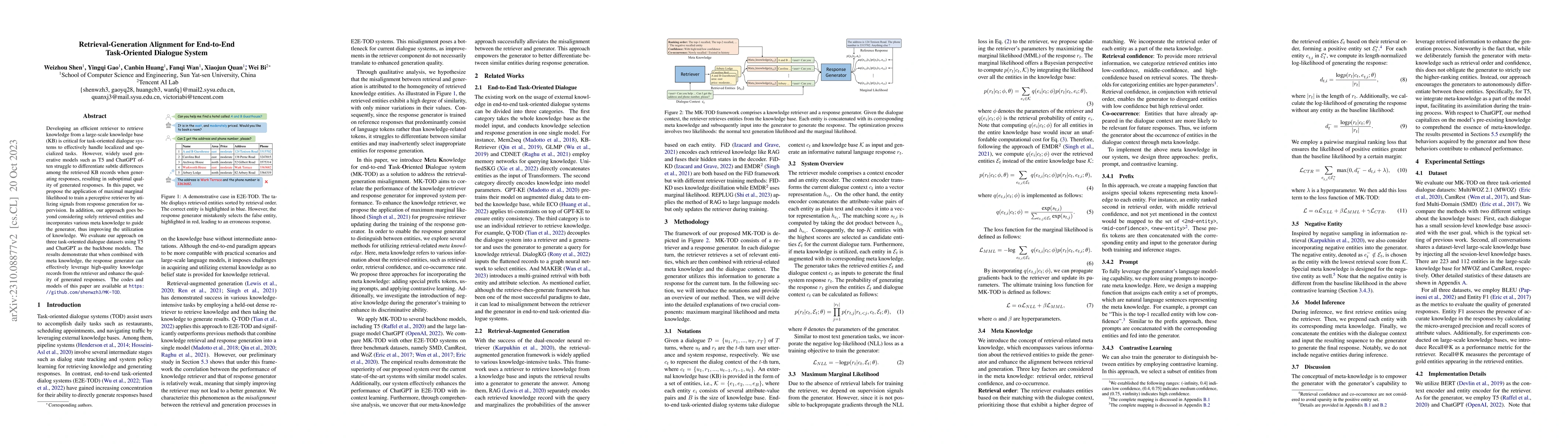 Thumbnail for Retrieval-Generation Alignment for End-to-End Task-Oriented Dialogue
  System