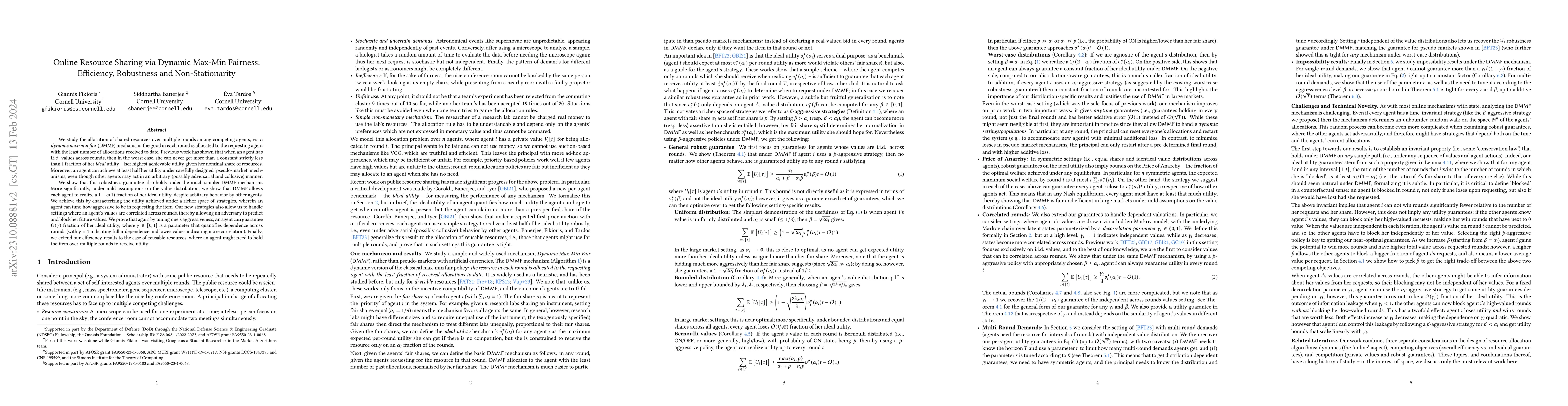 Thumbnail for Online Resource Sharing via Dynamic Max-Min Fairness: Efficiency,
  Robustness and Non-Stationarity