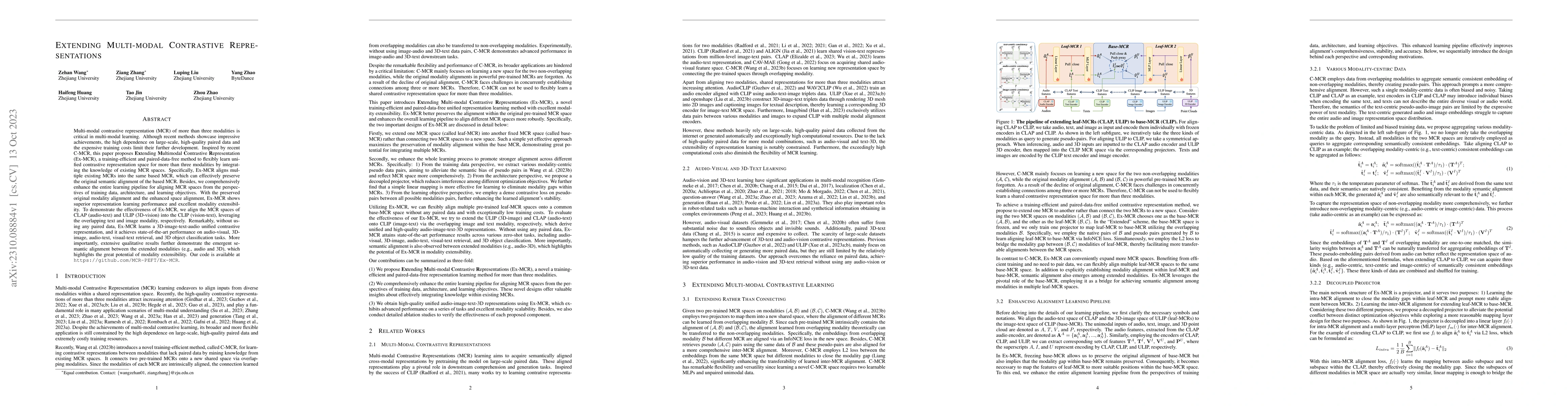 Thumbnail for Extending Multi-modal Contrastive Representations