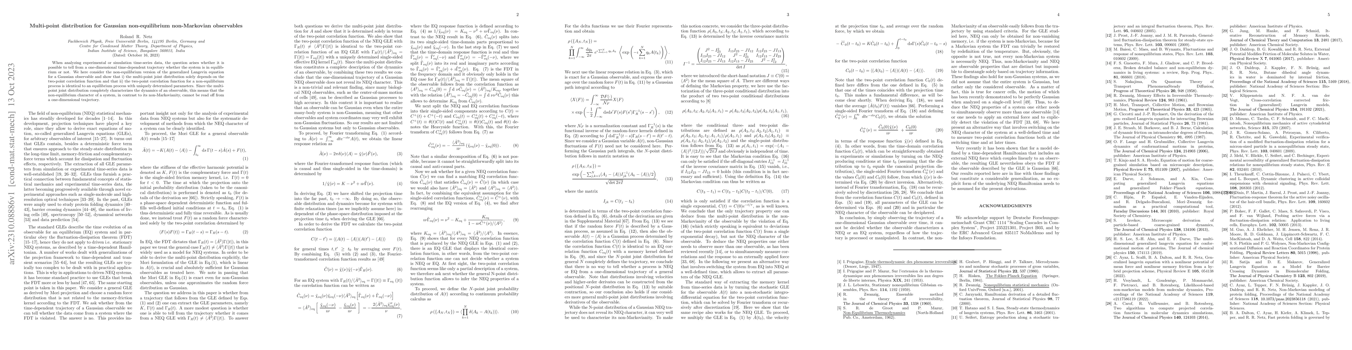 Thumbnail for Multi-point distribution for Gaussian non-equilibrium non-Markovian
  observables