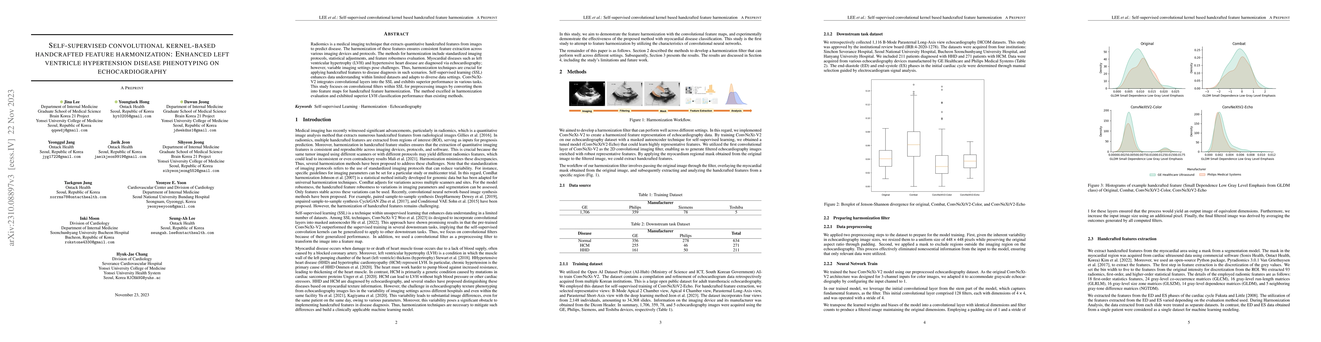 Thumbnail for Self supervised convolutional kernel based handcrafted feature
  harmonization: Enhanced left ventricle hypertension disease phenotyping on
  echocardiography