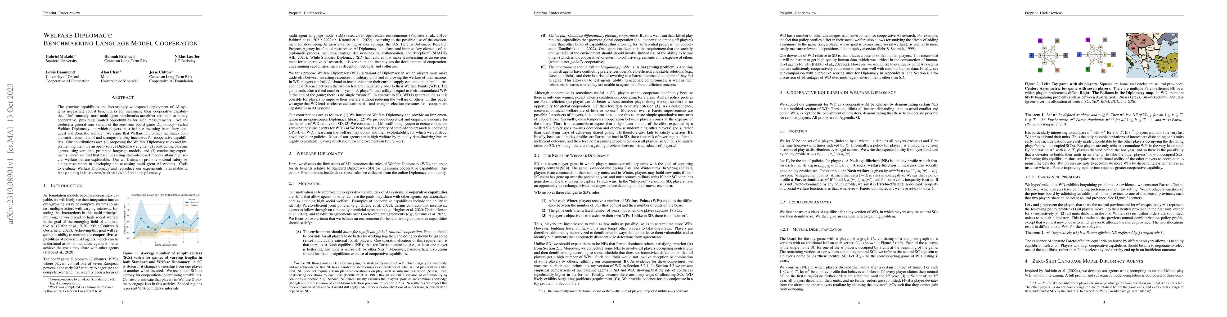 Thumbnail for Welfare Diplomacy: Benchmarking Language Model Cooperation